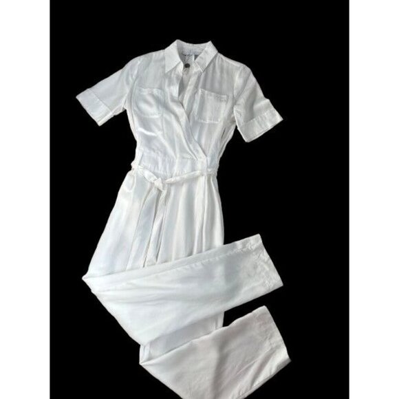 KAOS Jumpsuit Made in Italy White Short Sleeves Size 40 /US Size Small - Picture 1 of 7